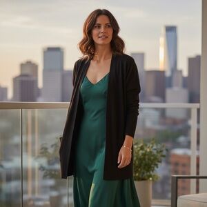 MISOOK LIGHTWEIGHT LAYERING TRANSITIONAL BLACK KNIT CARDIGAN JACKET SZ M